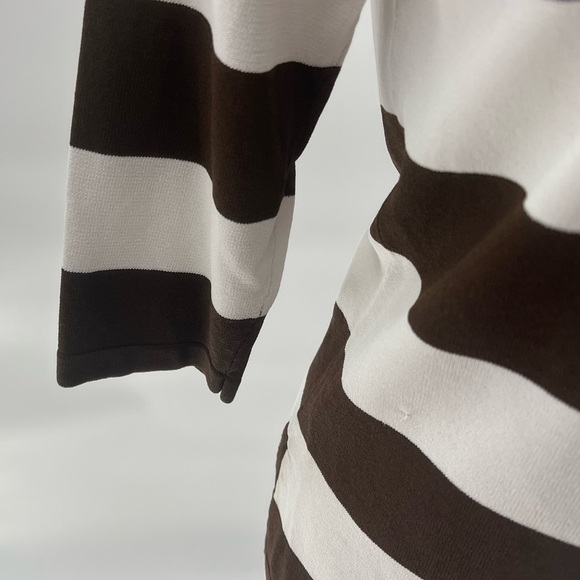 Anne Klein Square Neck Half Sleeve Striped Knit Shirt NWT - Picture 3 of 8